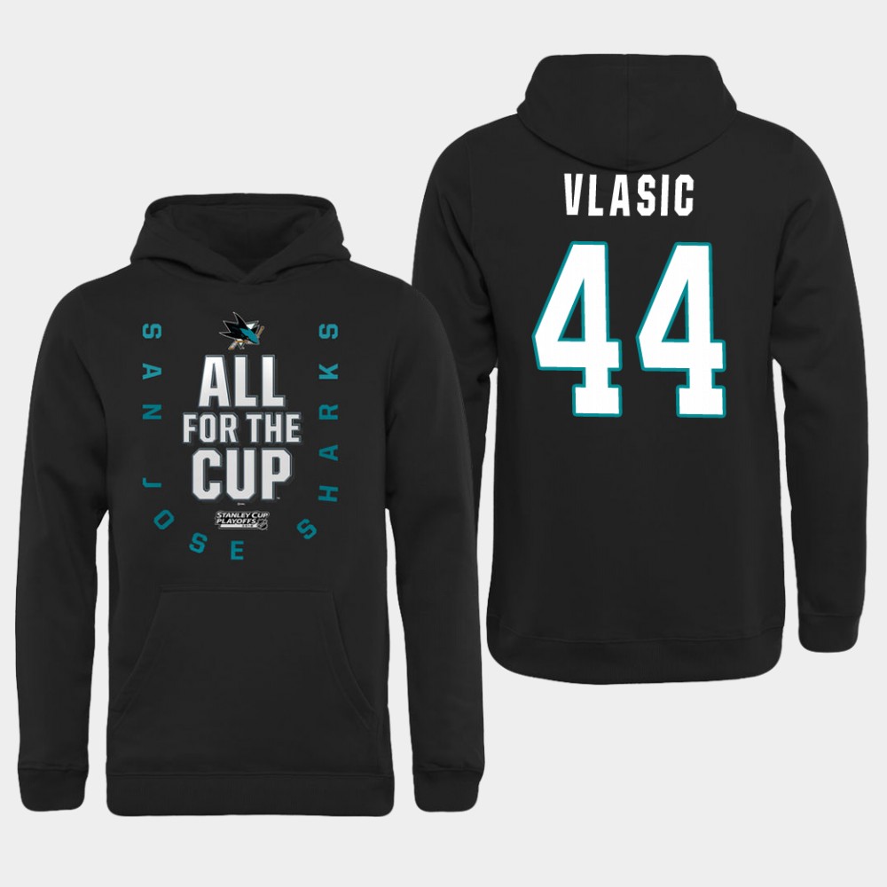 Men NHL Adidas San Jose Sharks 44 Vlasic black hoodie